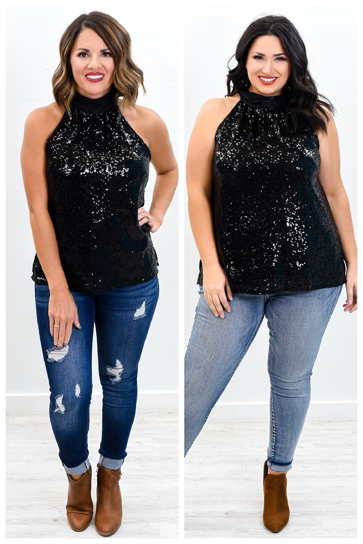 black sequin top size 20