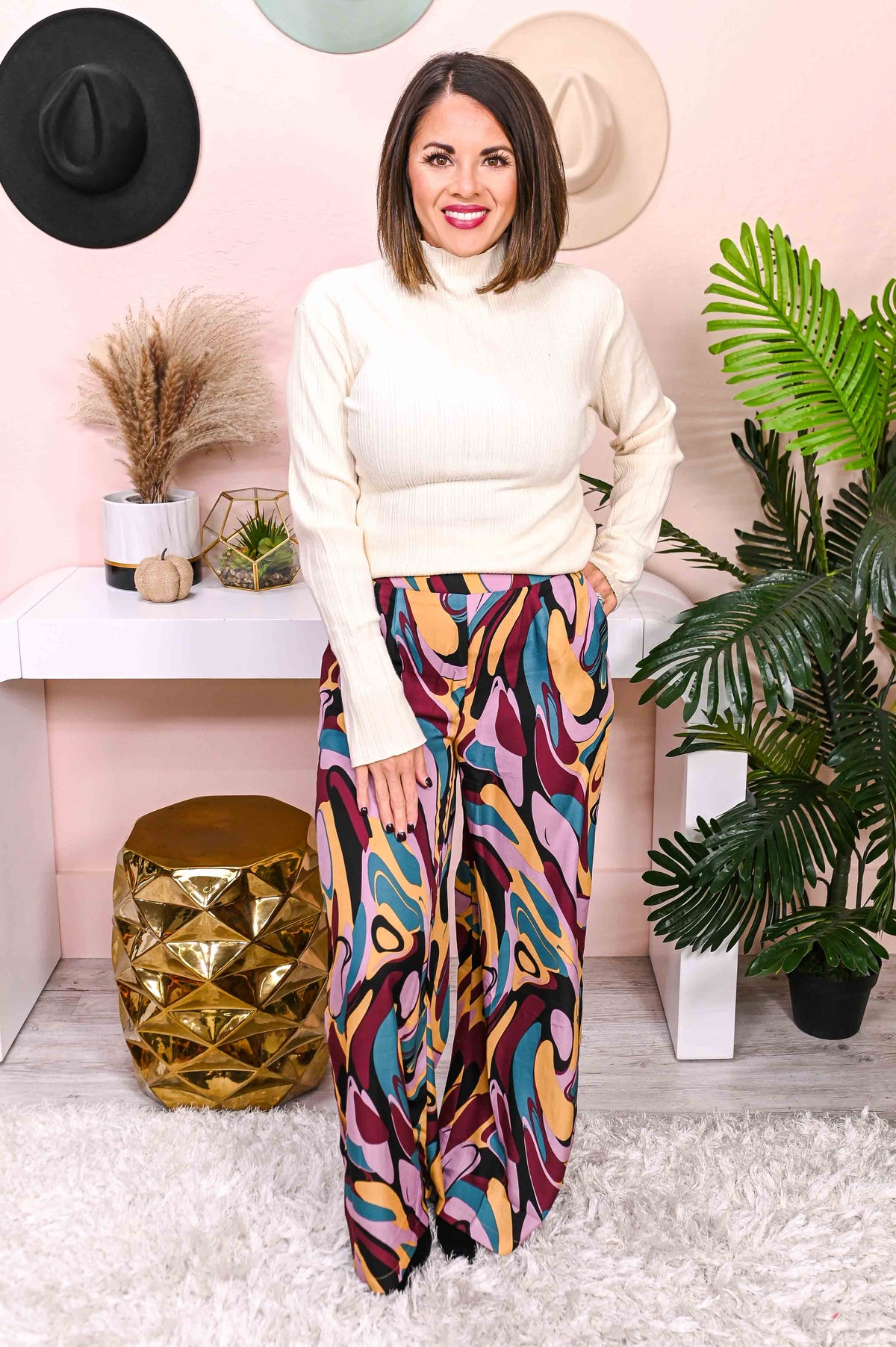 Creativity Is Within Pink/Multi Color Printed Pants - PNT1444PK