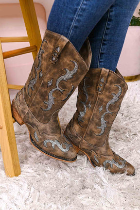 Sassy And Southern Taupe/Silver Cowgirl Boots - SHO2481TA