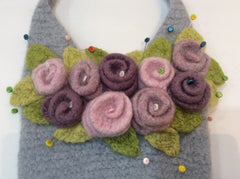 Rosie Posie Tote Crochet Felted Bag by Cotton Pod