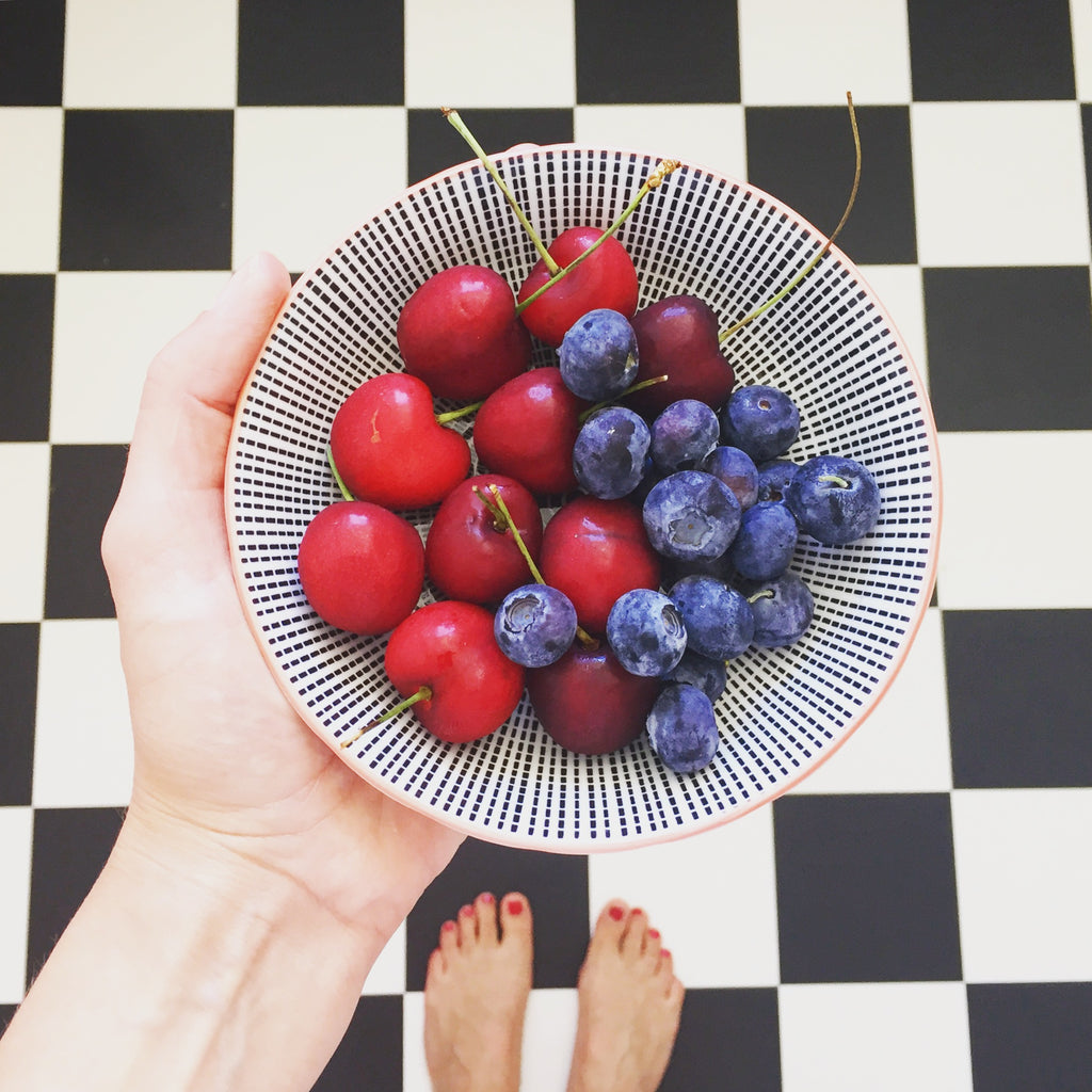 Delicious toppings - fresh - fruits - cherries - blueberries - peel