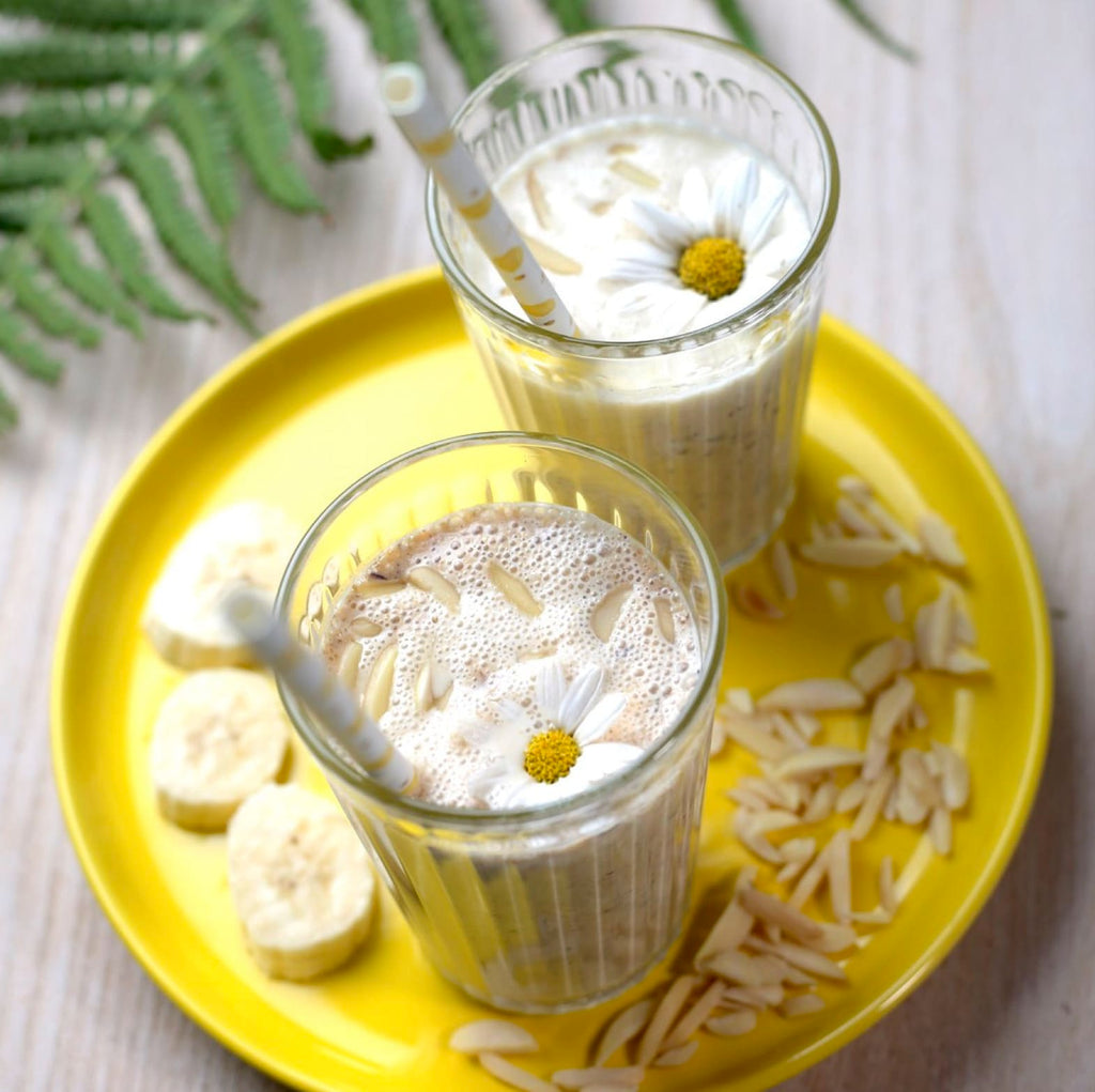 Bananensmoothie havermoutbron van vezels met weinig calorieën