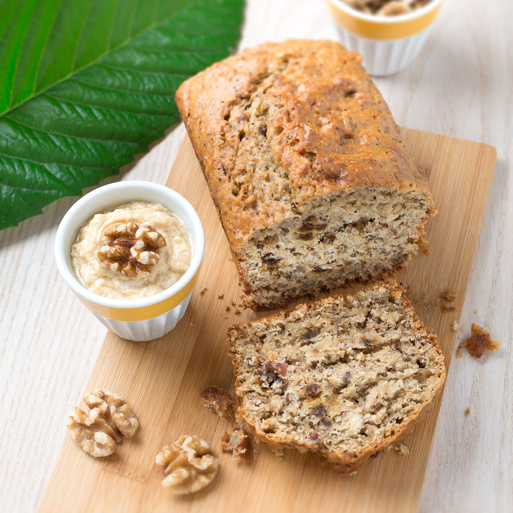 Bananenbrood maanzaad walnoot gezond caloriearm