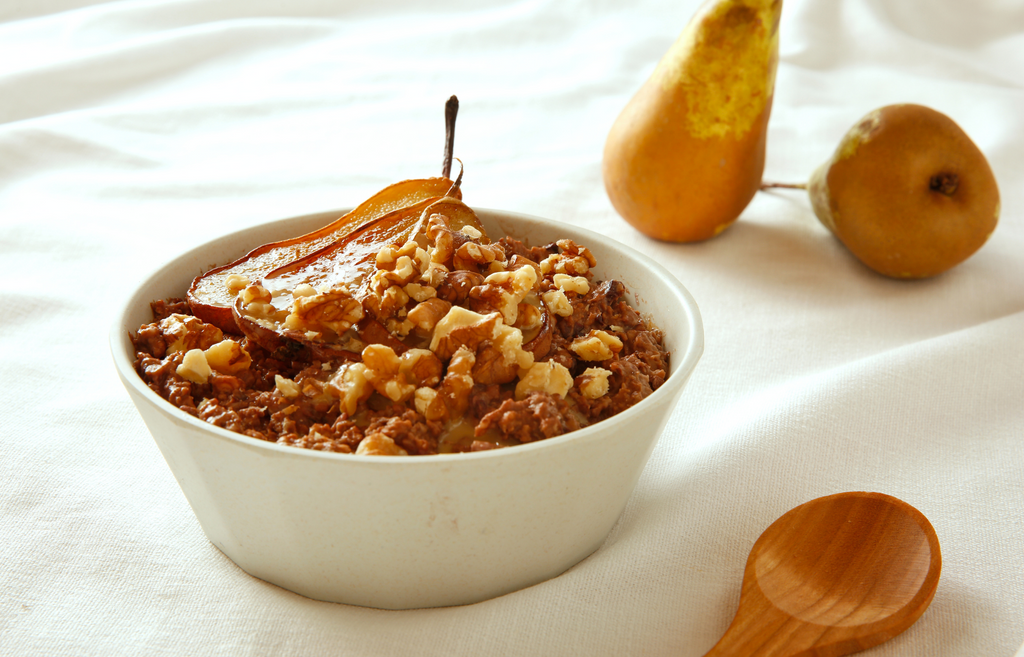 Veganes Porridge mit Birne