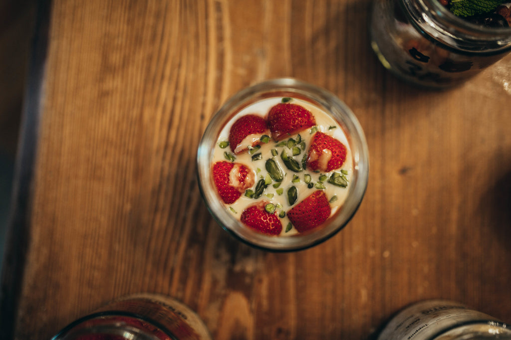 Erdbeeren Pistazien Nuss porridge oatmeal gesund frühstück diät