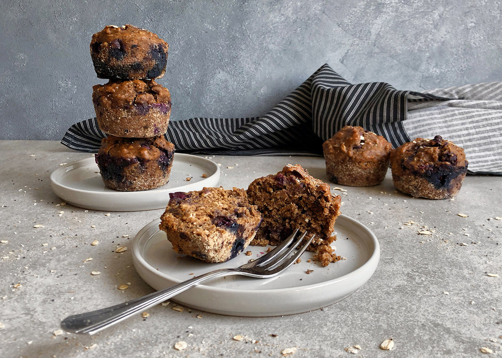 Healthy breakfast muffins with blueberries