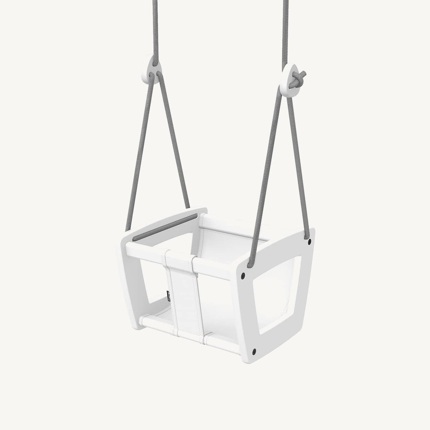 grey and white baby swing