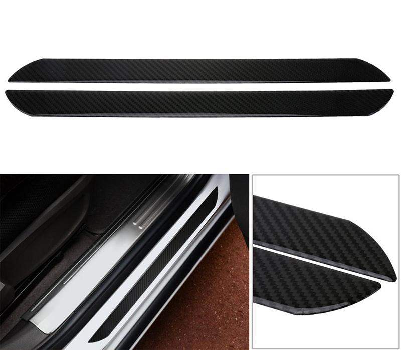 Pinalloy Door Sill Plate Protectors Sticker Car Interior Door Entry Guards Scratch Cover Protector With Carbon Fiber Texture