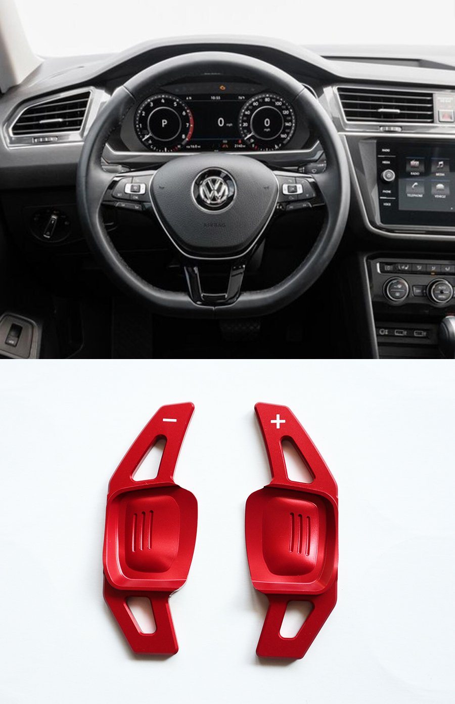 Pinalloy Red Dsg Paddle Shifter Extension For Volkswagen Vw Tiguan L T