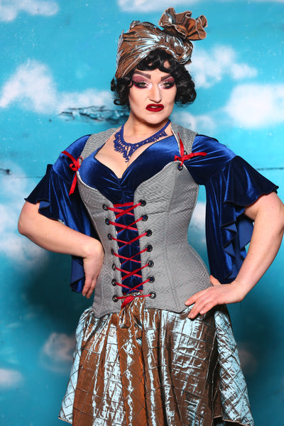 Heidi Overbust Corset in Wild Blue Yonder - - Blue Skies & Red Passions Collection