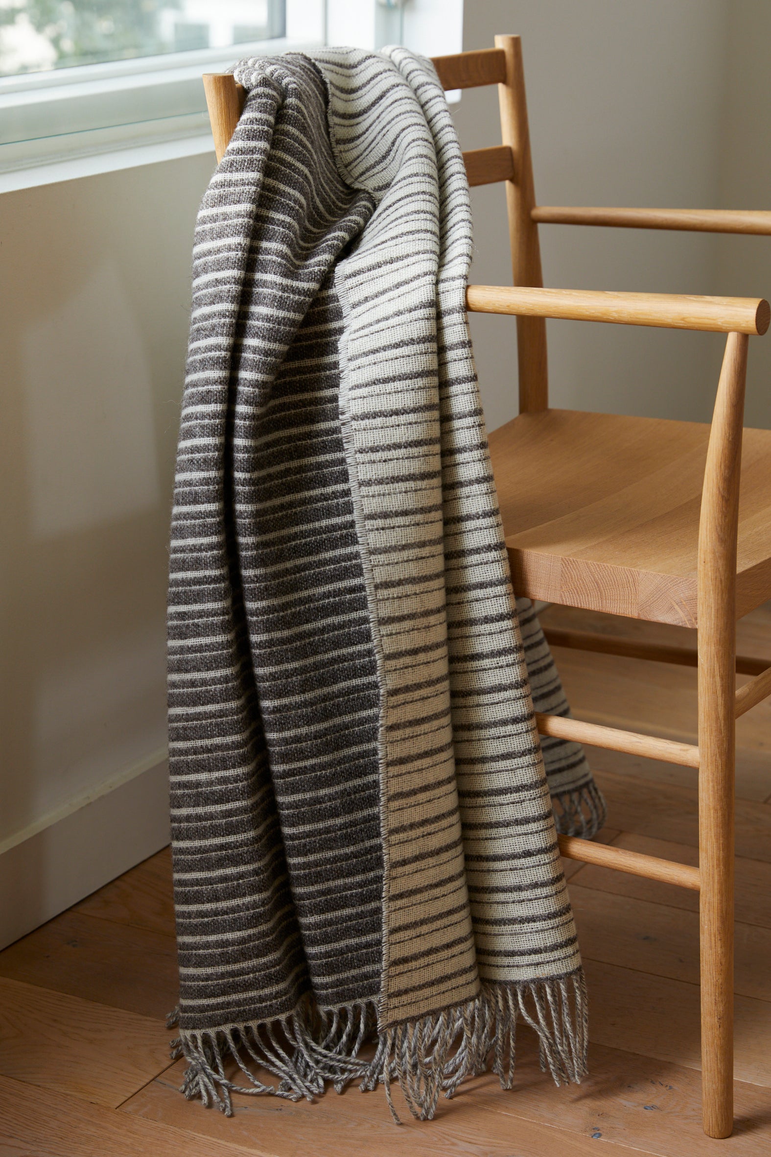 Maldwyn Stripe Sofa Throw - Natural Grey