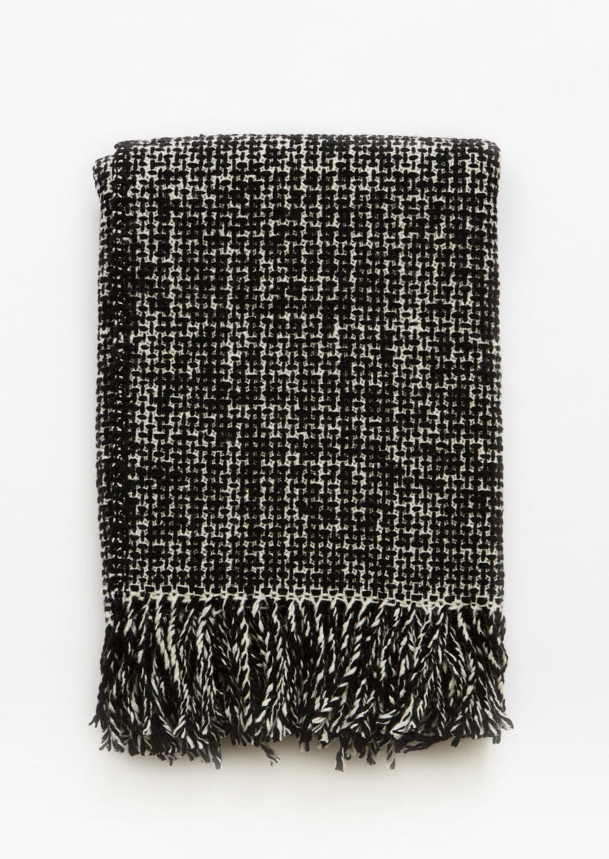 Mended Tweed Large Bed Throw - Monochrome V