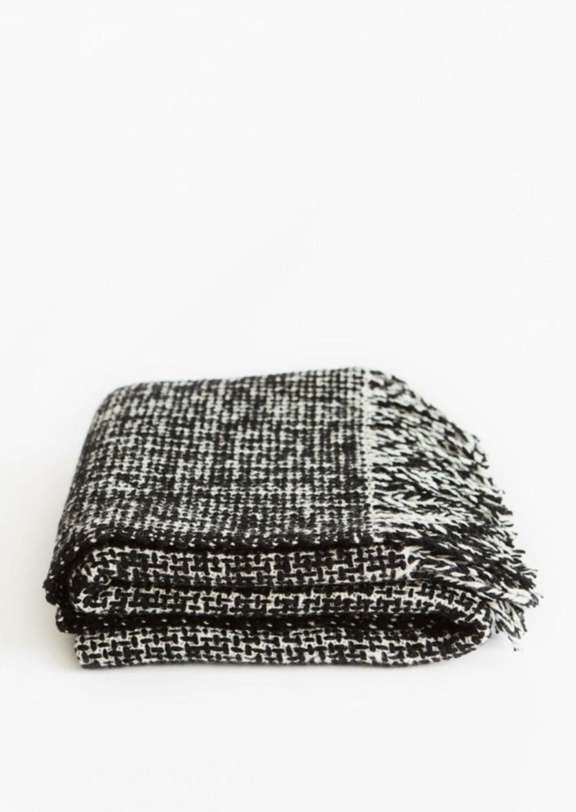 Mended Tweed Large Bed Throw - Monochrome V