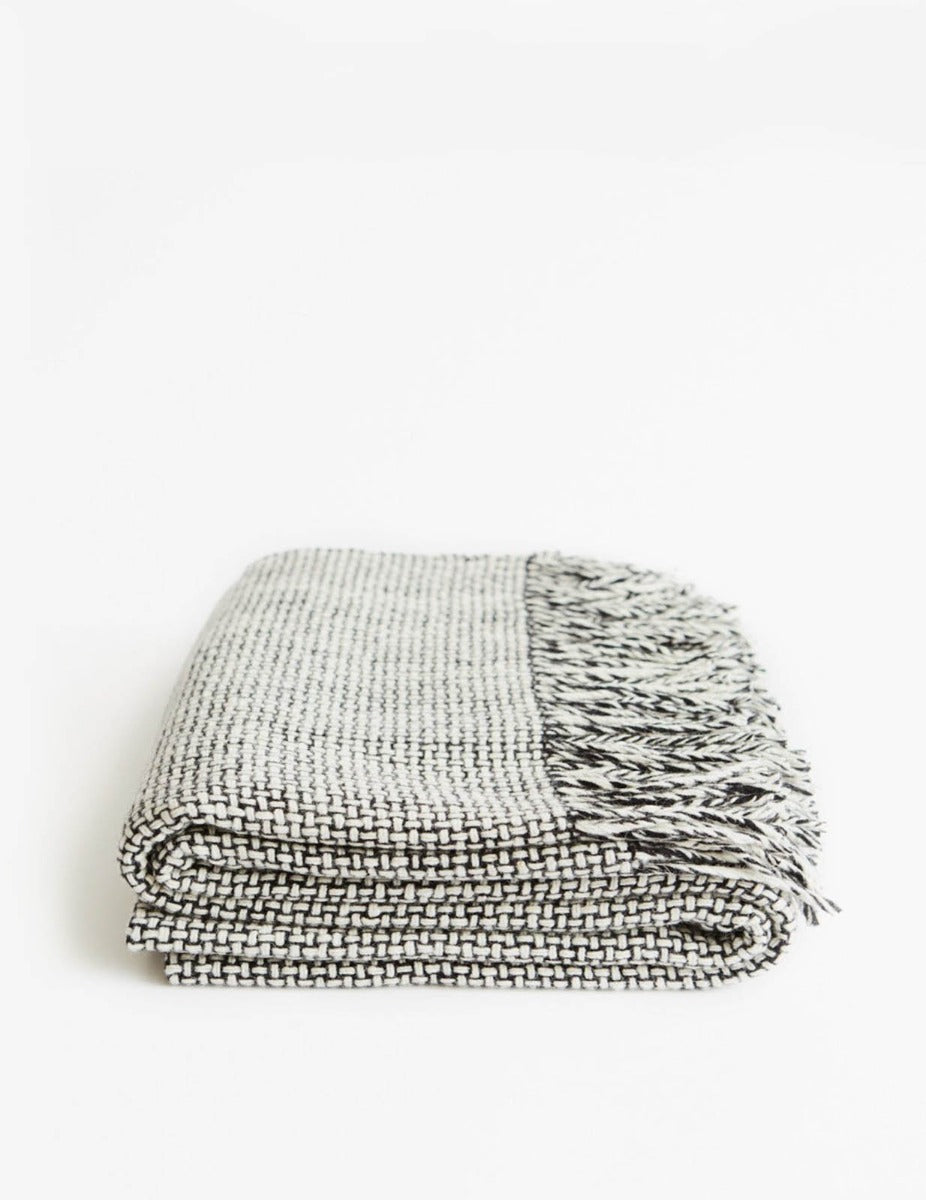 Mended Tweed Large Bed Throw - Monochrome IV