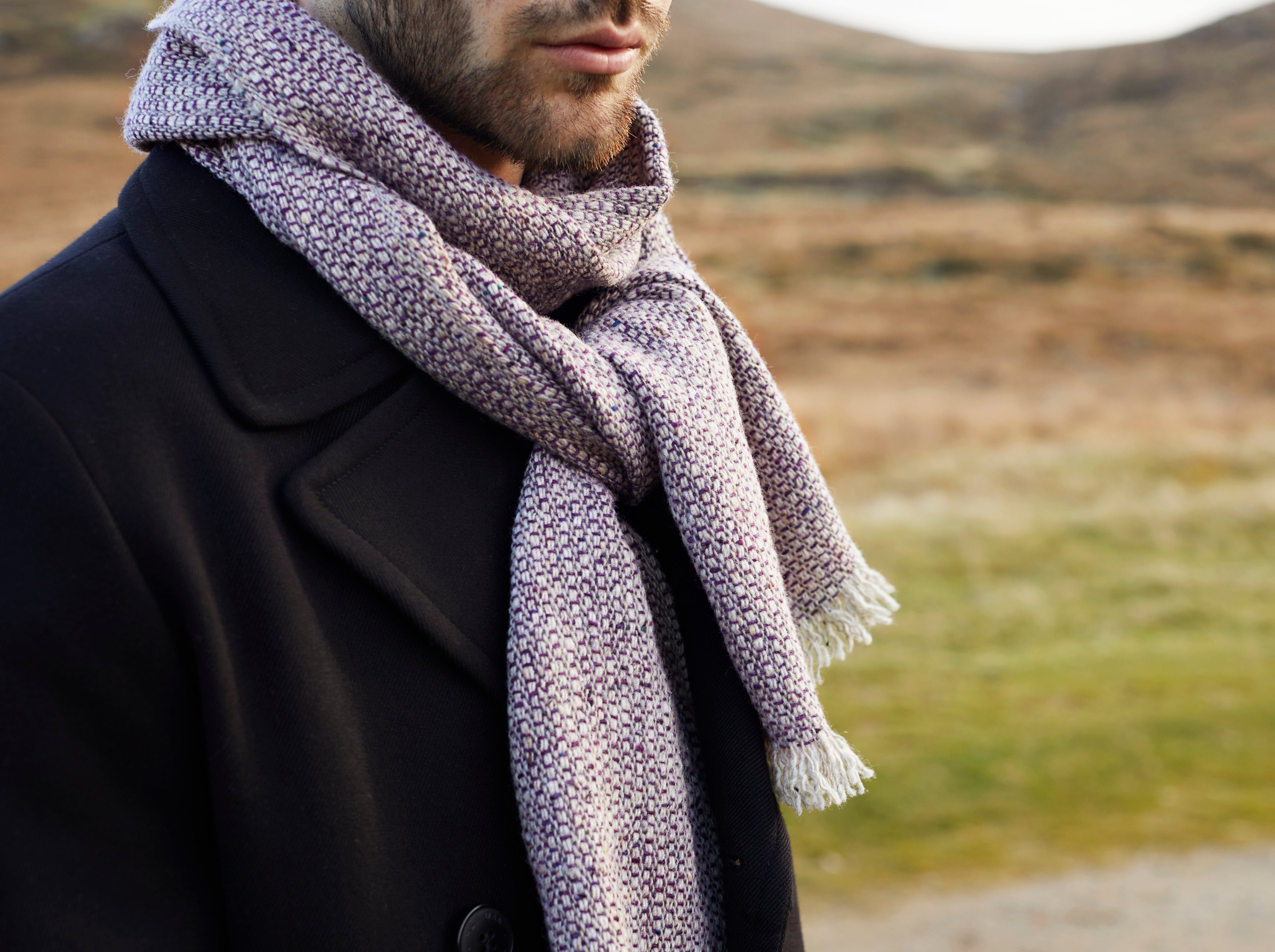 Microfiber Grey Mens Wool Scarf - Fashion neck scarf for winters