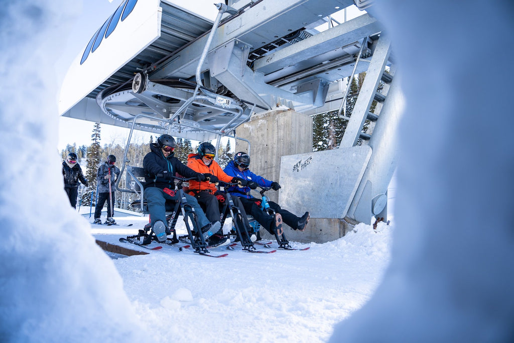 Sno-Go Bikes on a chairlift