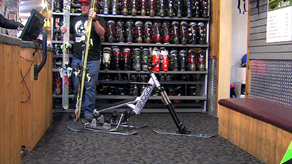 Ski bikes in a ski shop