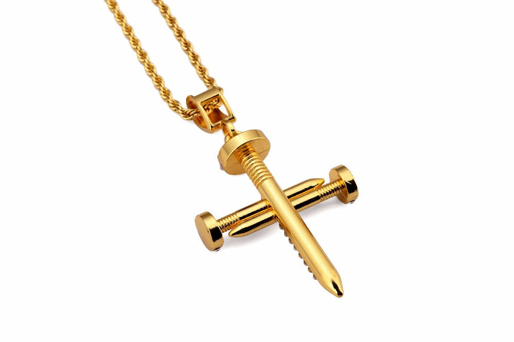 Designer Nail Cross Necklace by Maria Tash - wide 2