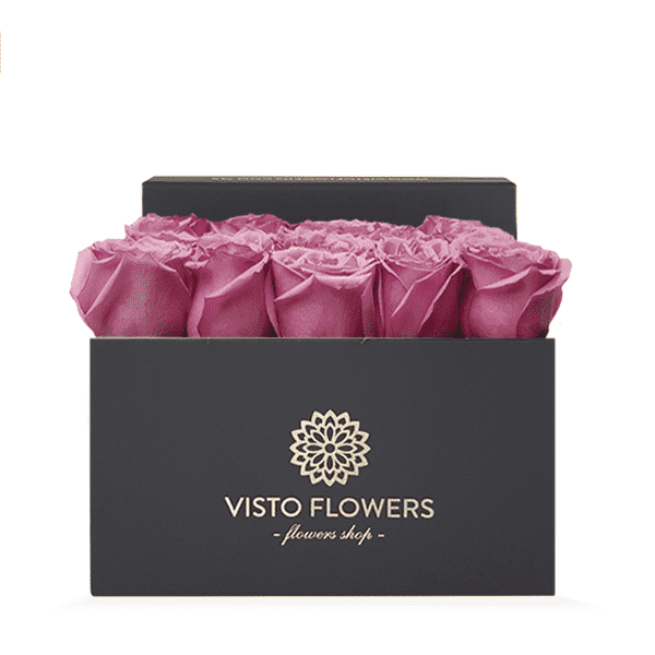 Caja de Rosas Lilas CN – Visto Flowers | Envio de Flores