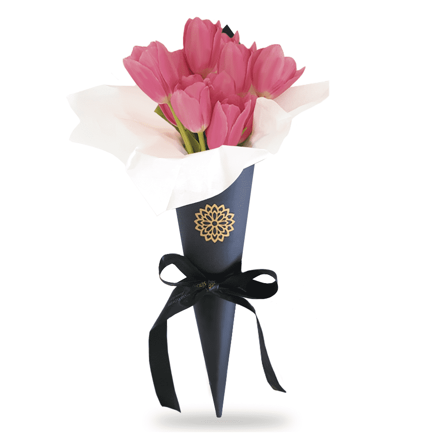 10 Tulipanes Rosa Cono Negro – Visto Flowers | Envio de Flores