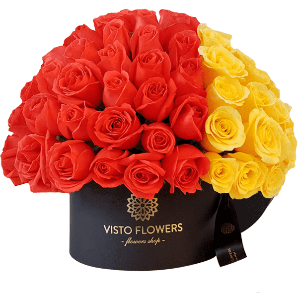 Hongo de 160 Rosas Naranjas y Amarillas NR – Visto Flowers | Envio de Flores