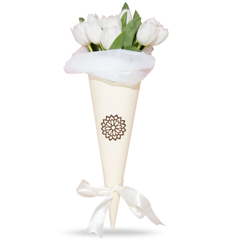 10 Tulipanes Blancos Cono Blanco – Visto Flowers | Envio de Flores