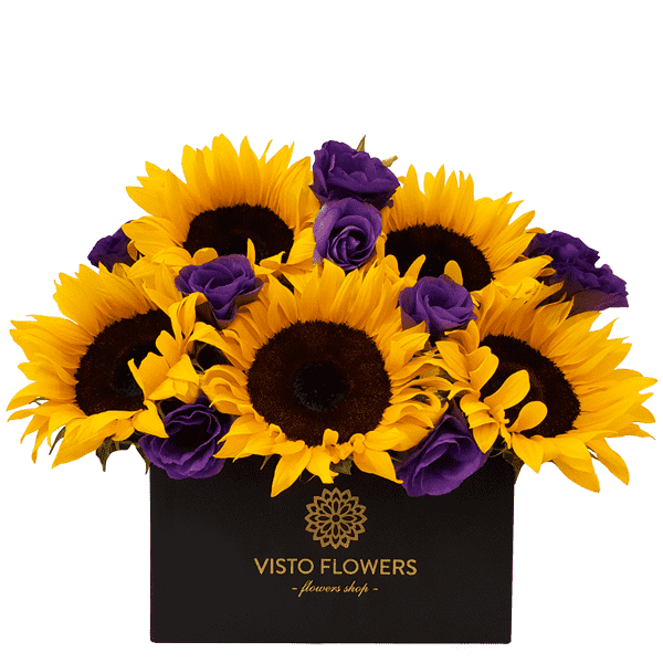 Caja de Girasoles y Lisianthus CN – Visto Flowers | Envio de Flores