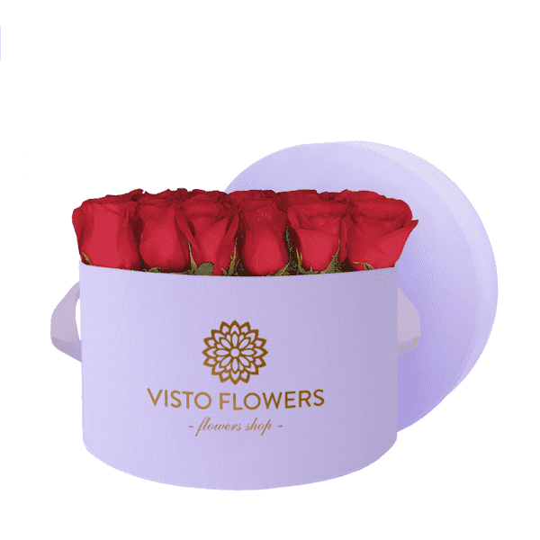 Caja de Rosas Redonda Lila – Visto Flowers | Envio de Flores