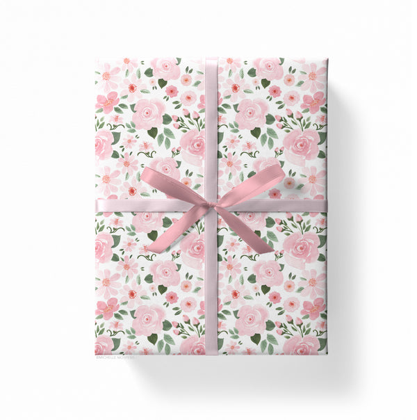 Watercolor Hydrangeas Flowers Wrapping Paper by Michelle Mospens, Holi