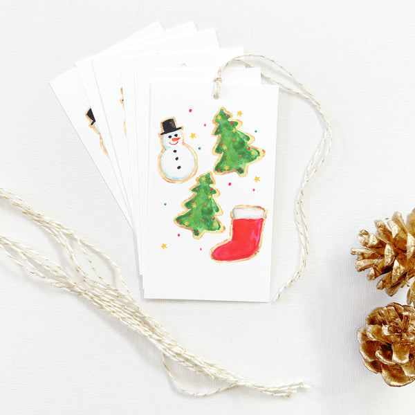 Set of Illustrated Christmas Gift Tags: Coastal Gingerbread