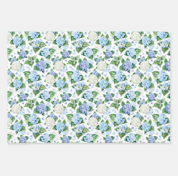 Watercolor Hydrangeas Flowers Wrapping Paper by Michelle Mospens, Holi