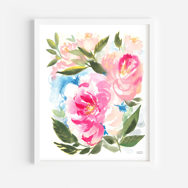 Peach Carnation Flower Botanical Wall Art Print by Michelle Mospens