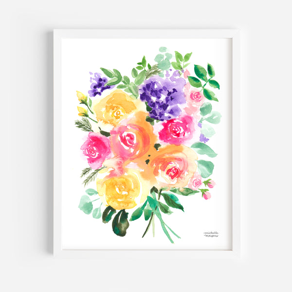 Peach Carnation Flower Botanical Wall Art Print by Michelle Mospens