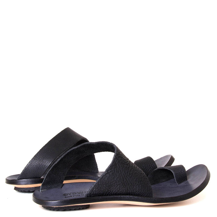 Cydwoq Thong Sandal. Women's sandal in black leather. Made in ...