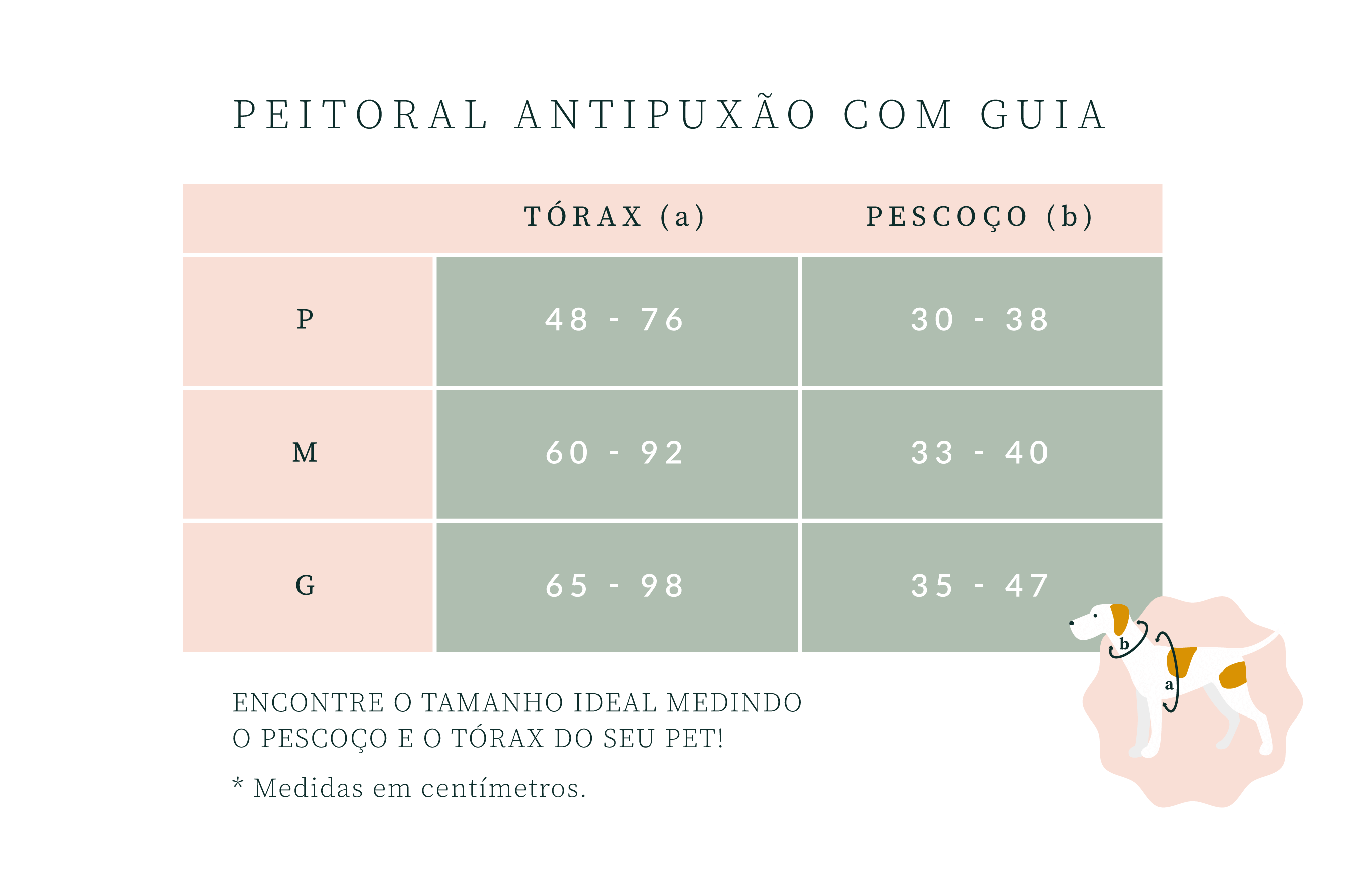 tabela de medidas coleira antipuxão soft walk easy walk