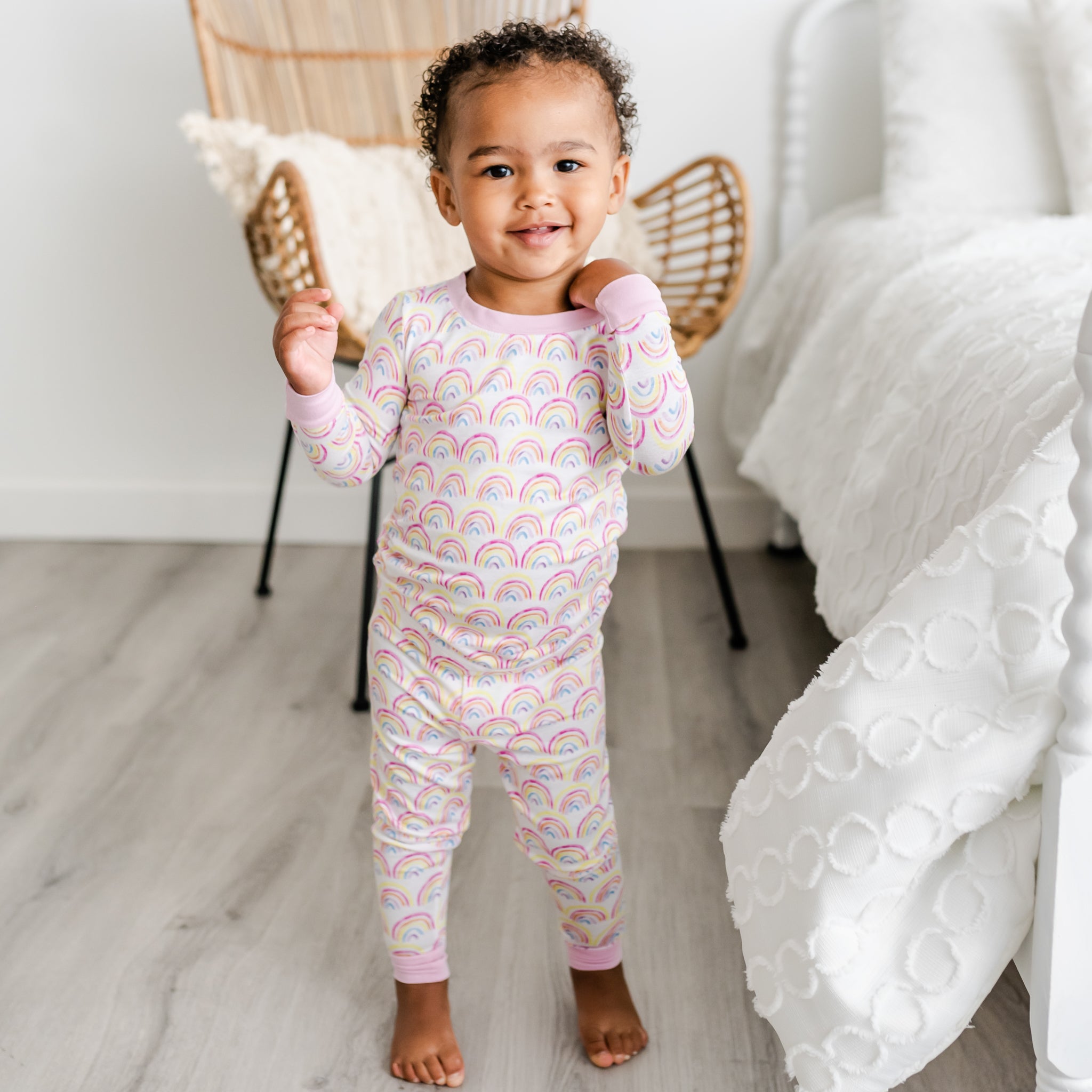 Little Sleepies | Two-Piece Bamboo Pajama Set | Pastel Rainbow