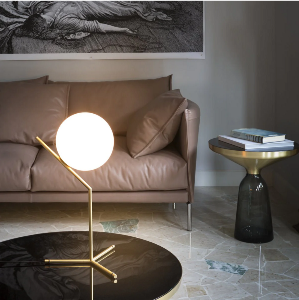 IC dimmable table lamp globe light on coffee table in living room