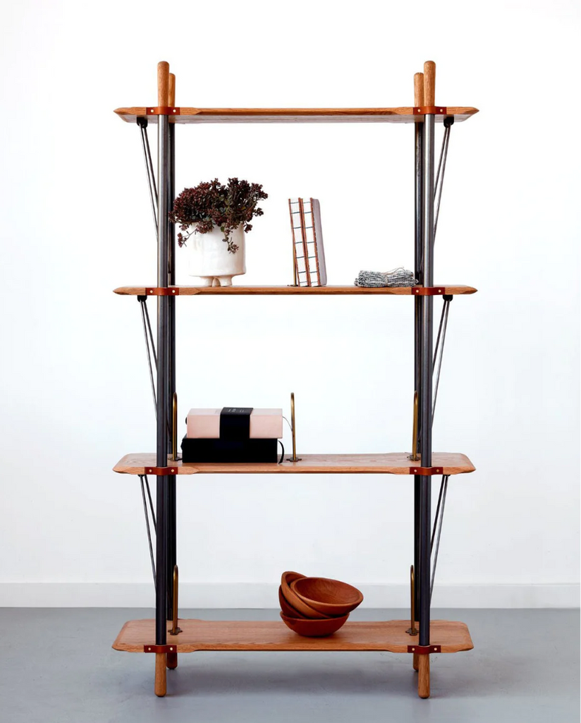 brandywine tall shelf metal and wood shelf unit