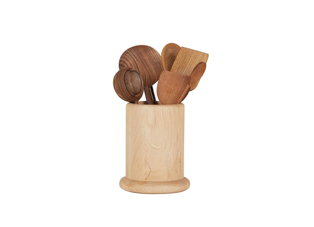 simple wood utility canister kitchen utensil holder