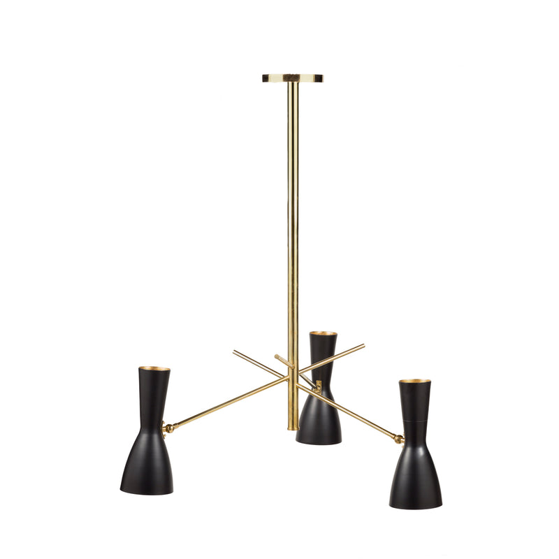 Brass Brothers Wormhole 3 Arm Ceiling Lamp Black Gold