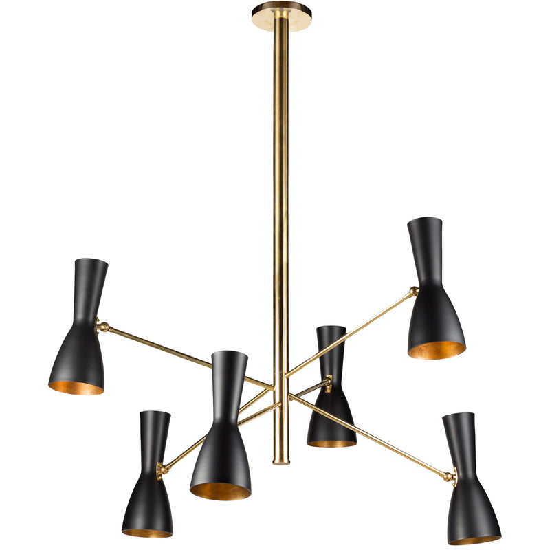 Brass Brothers Wormhole 6 Arm Ceiling Lamp Black Gold