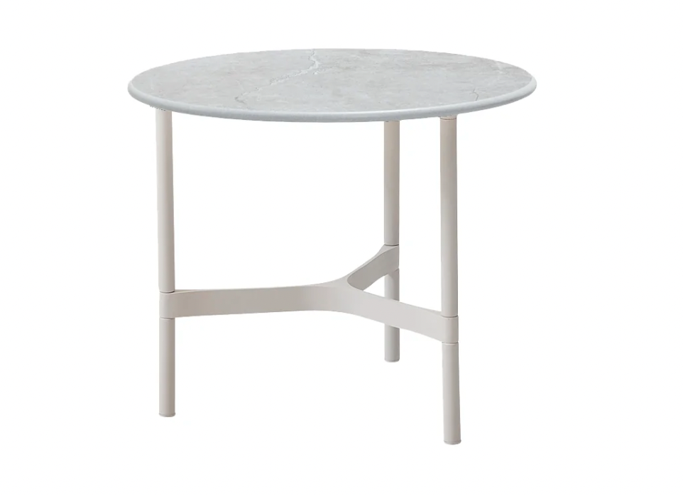 Twist Round Coffee Table - Small / White / Fossil Grey Ceramic