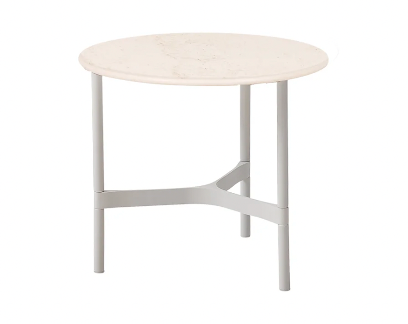 Twist Round Coffee Table - Small / White / Travertine Look Ceramic