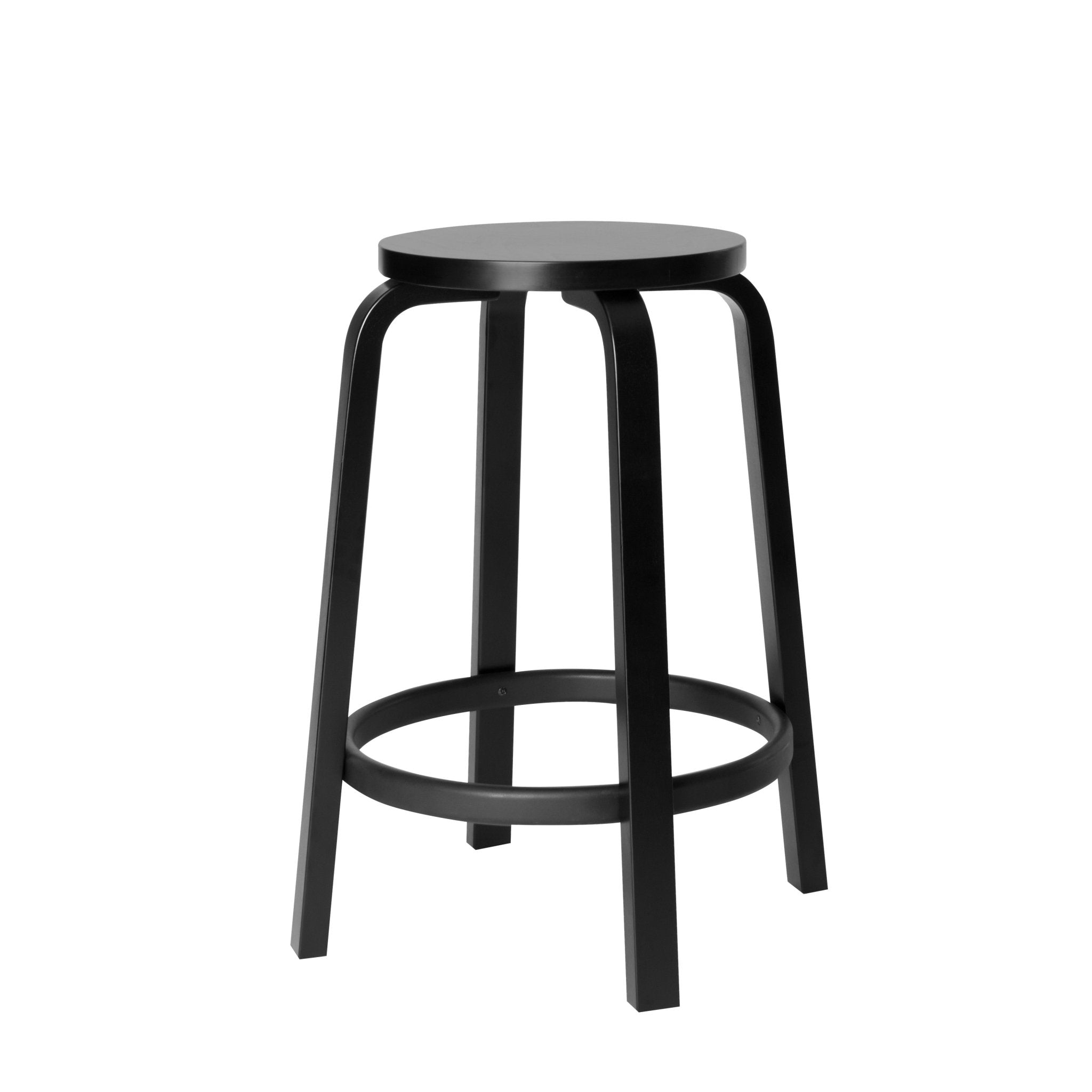 Alvar Aalto Bar Stool 64 - Counter 25" / Black Seat & Legs