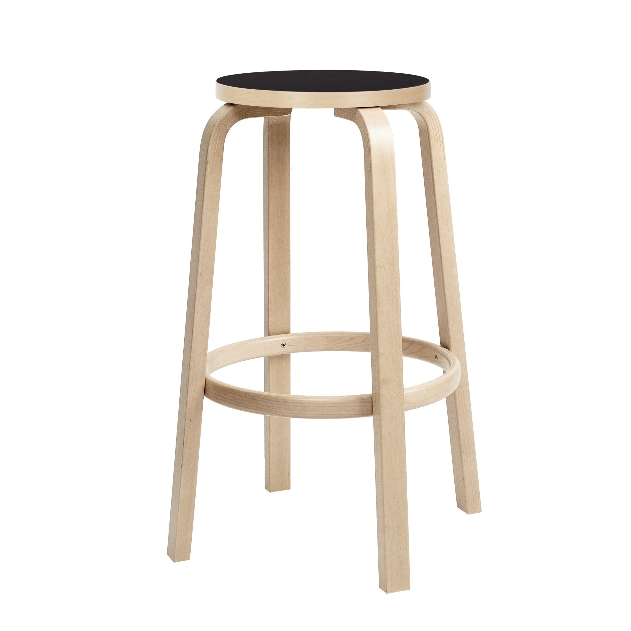 Alvar Aalto Bar Stool 64 - Bar 30" / Black Seat