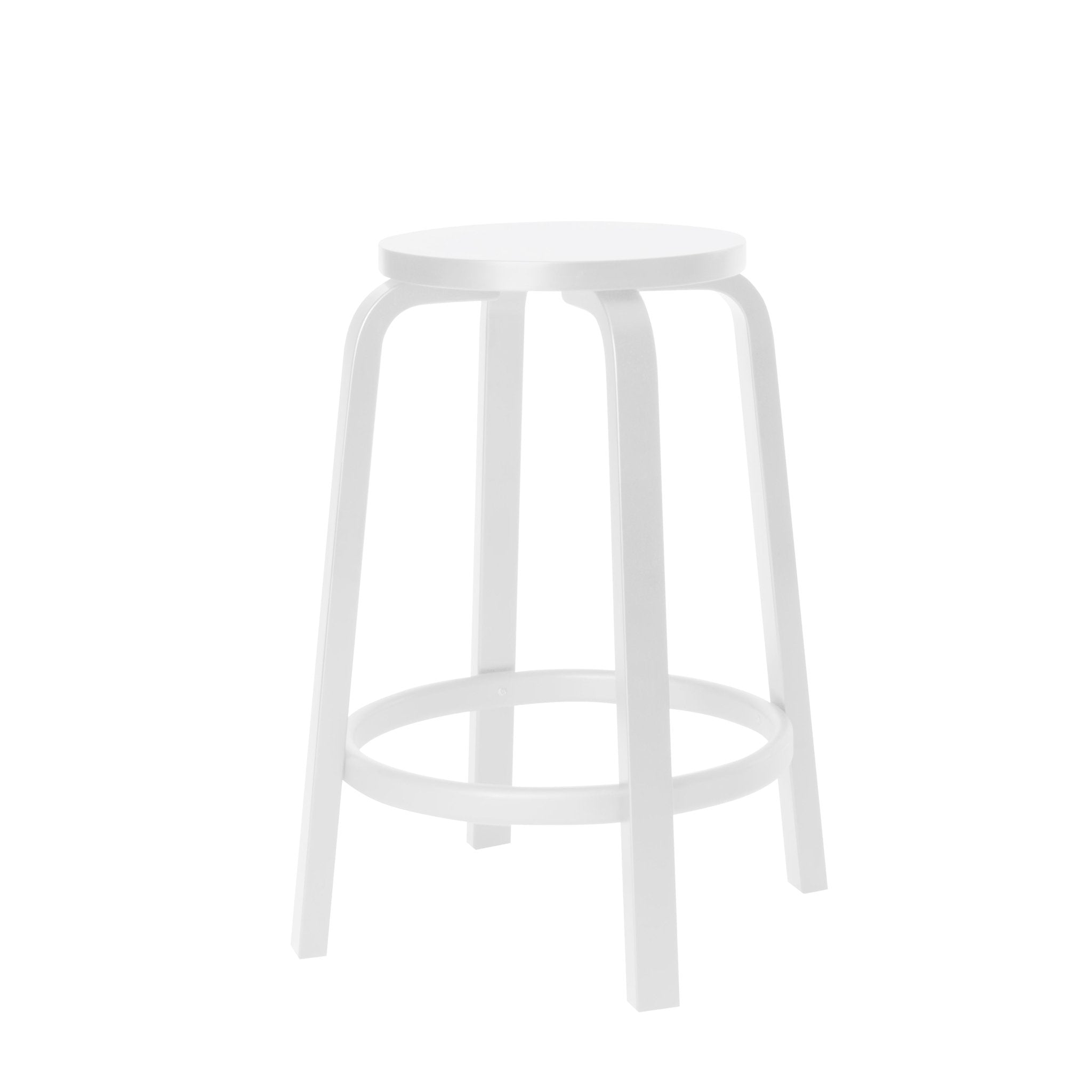 Alvar Aalto Bar Stool 64 - Counter 25" / White Seat & Legs