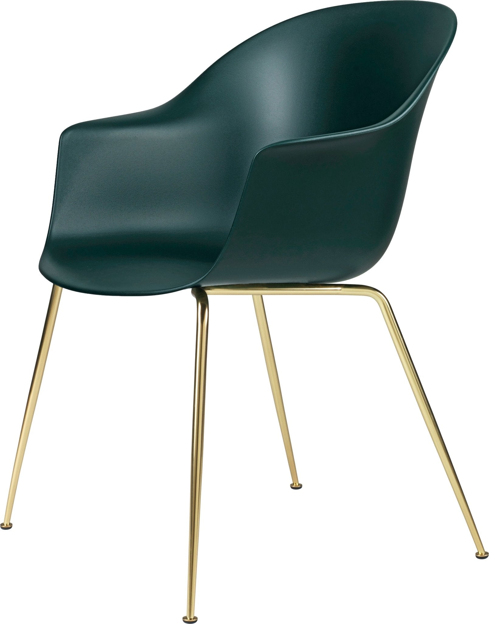 Bat Dining Armchair - Matte Brass Base - Dark Green