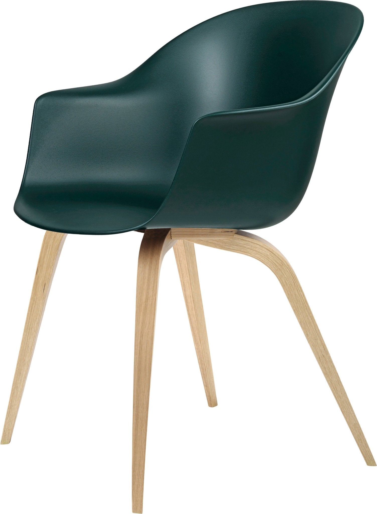 Bat Dining Armchair - Matte Oak Base - Dark Green