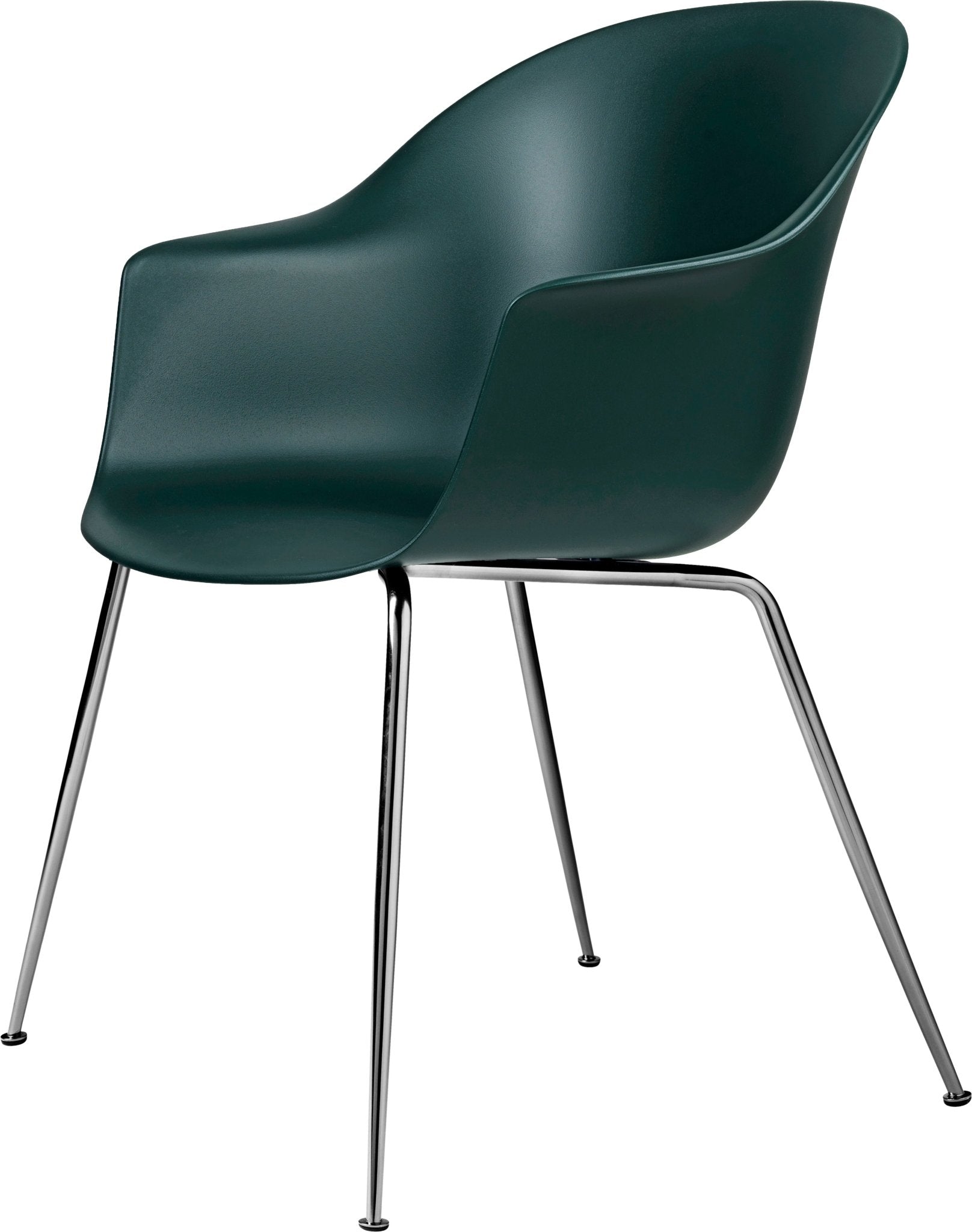 Bat Shell Dining Armchair - Chrome Base - Dark Green