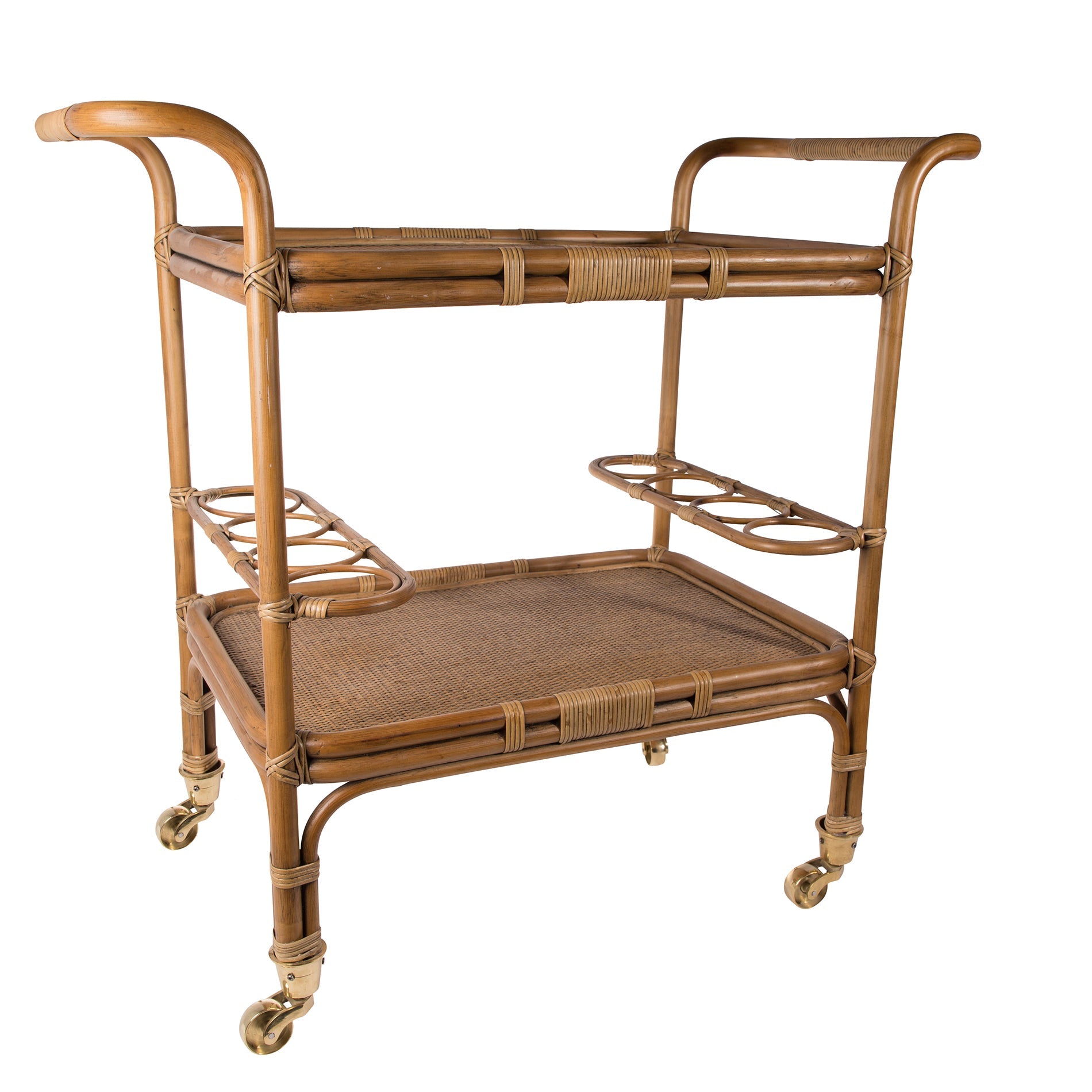 Carlo Rattan Bar Cart - Antique